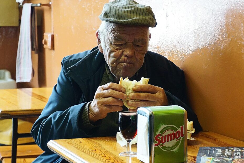 old man eating